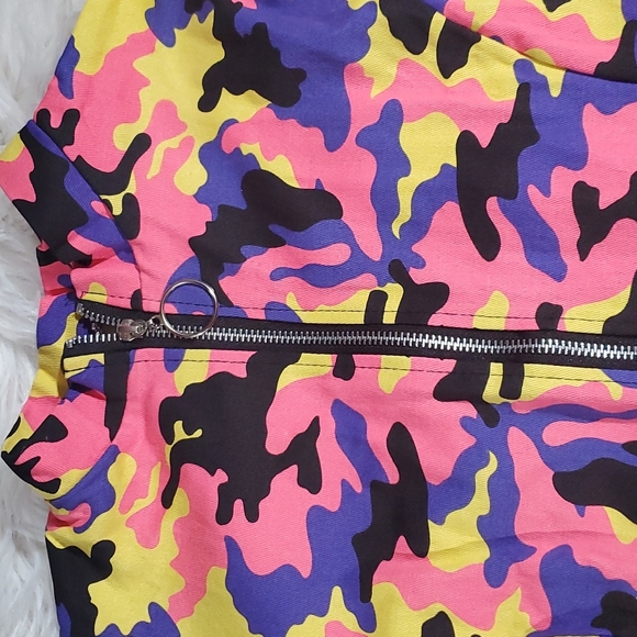 neon camo ruffle zip cardigan - Picture 7 of 9